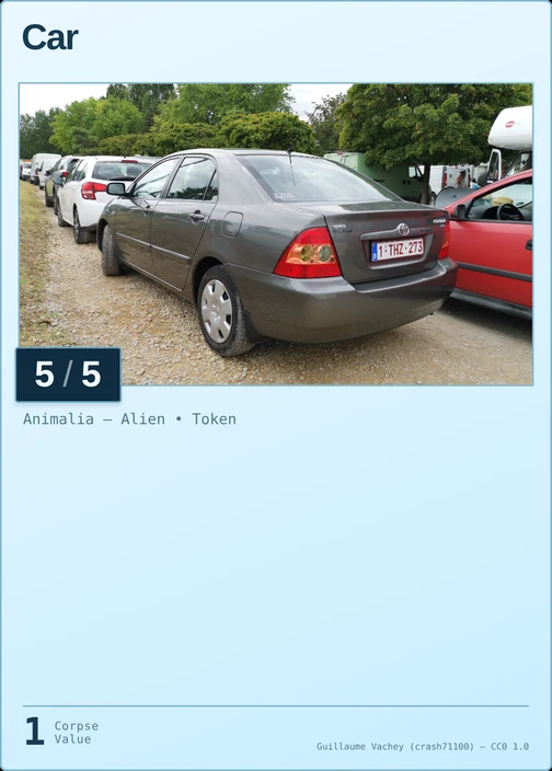 Car printed card