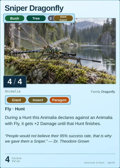 Sniper Dragonfly printed card