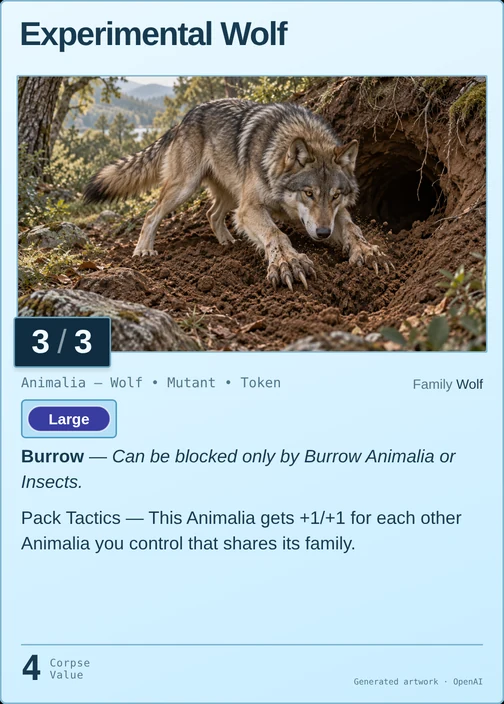 Experimental Wolf printed card