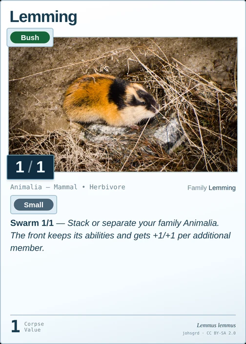 Lemming printed card