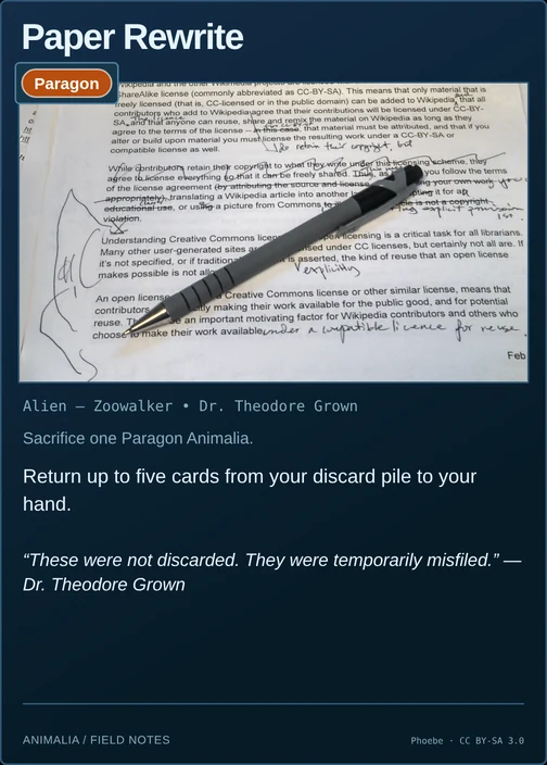 Paper Rewrite printed card