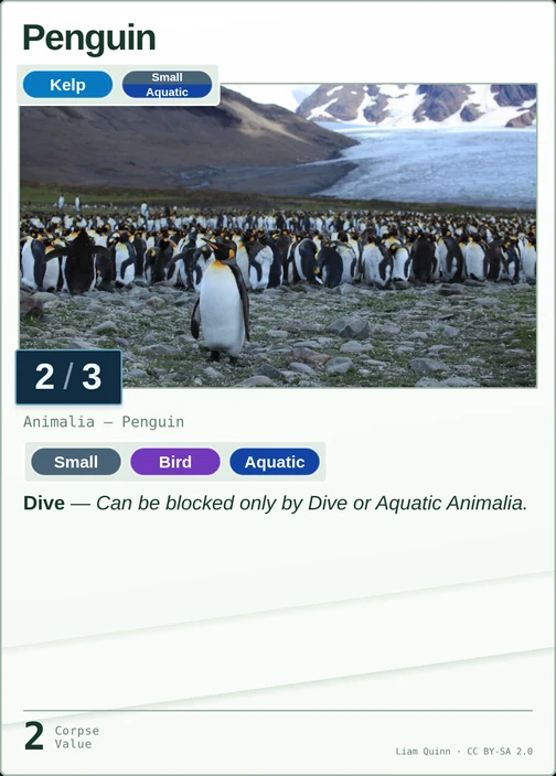 Penguin printed card