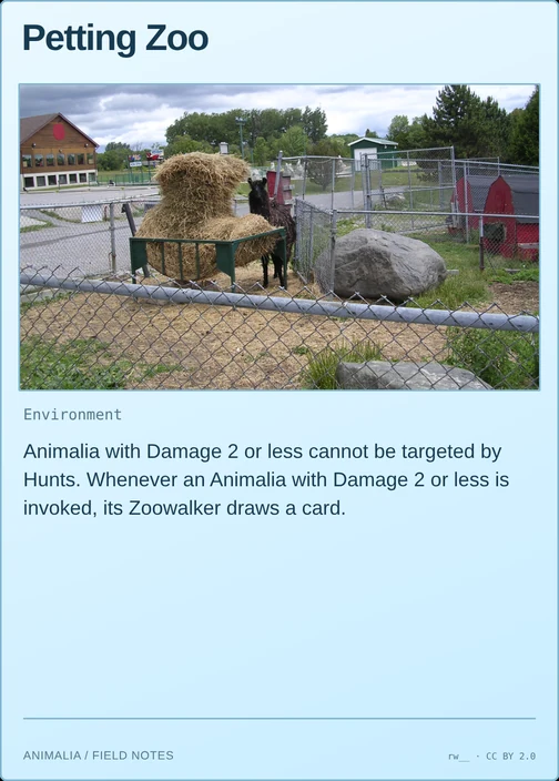Petting Zoo printed card